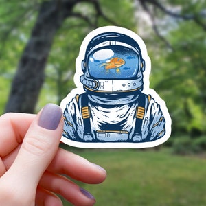 Fish Bowl Astronaut Sticker | Space Sticker | Water Bottle Sticker | Laptop Sticker | Waterproof Vinyl Sticker | Vinyl Sticker