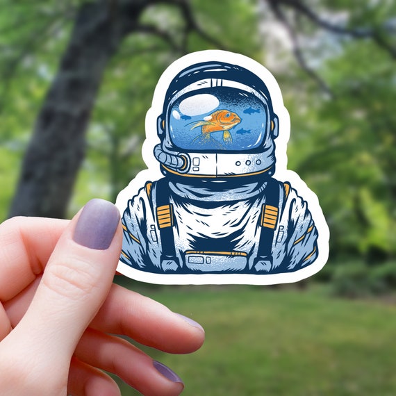Fish Bowl Astronaut Sticker | Space Sticker | Water Bottle Sticker | Laptop  Sticker | Waterproof Vinyl Sticker | Vinyl Sticker