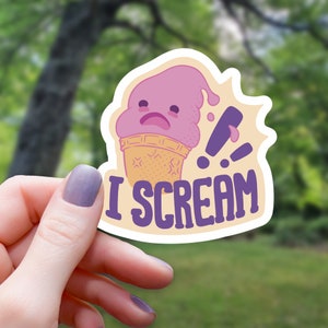 I Scream For Ice Cream Sticker | Ice Cream Sticker | Water Bottle Sticker | Laptop Sticker | Vinyl Sticker | Waterproof Sticker
