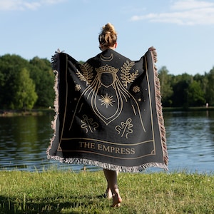 Empress Woven Blanket | Tarot Card Woven Blanket | Cotton Woven Blanket | Usa Made Blanket | Wall Tapestry | Woven Blanket