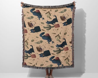 Houseplant Cats Woven Blanket | Cats | Cotton Woven Blanket | Usa Made Blanket | Wall Tapestry | Woven Blanket | 2