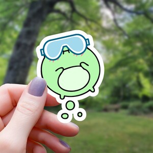 Diving Frog Sticker | Kawaii Sticker | Water Bottle Sticker | Laptop Sticker | Vinyl Sticker | Waterproof Sticker