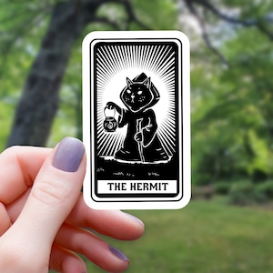 The Hermit Cat Tarot Sticker | Tarot Card Inspired Sticker | Water Bottle Sticker | Laptop Sticker | Vinyl Sticker