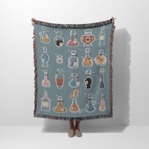 Witch Brews Woven Blanket | 100% Cotton Blanket | Woven Blanket | Woven Tapestry | Woven Throw Blanket