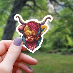 Highland Cow Sticker | Watercolor Sticker | Water Bottle Sticker | Laptop Sticker | Vinyl Sticker | Waterproof Sticker