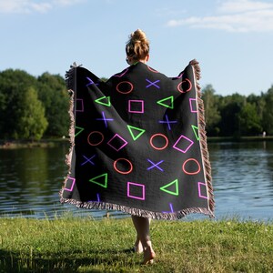 Spiel Muster gewebte Decke | Gamer | Baumwollgewebte Decke | USA Made Decke | Wandbehang | Gewebte Decke