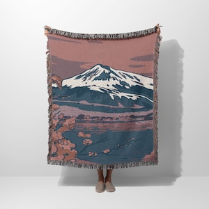 Vaporwave Mountain Woven Blanket | Cotton Woven Blanket | Usa Made Blanket | Wall Tapestry | Woven Blanket | 2