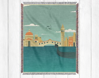 Venice Woven Blanket | Woven Throw Blanket | Art Throw Blanket | Throw Blanket Gift