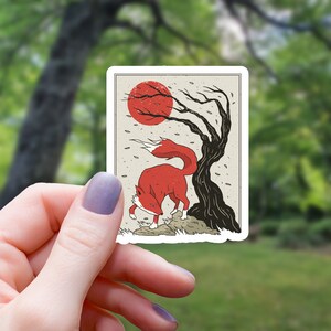 Japanese Fox Painting Sticker | Fox Sticker | Vinyl Sticker | Laptop Sticker | Water Bottle Sticker | Waterproof Sticker