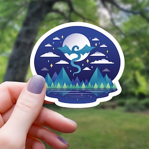 Dragon Landscape Sticker | Dragon Sticker | Water Bottle Sticker | Laptop Sticker | Vinyl Sticker | Waterproof Sticker