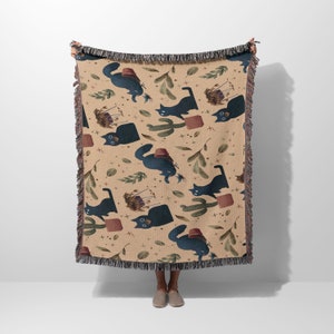 Plant Killler Cat Woven Blanket | Housewarming Blanket | Woven Blanket | Cotton Blanket | Fringe Tapestry Blanket | Jacquard Throw