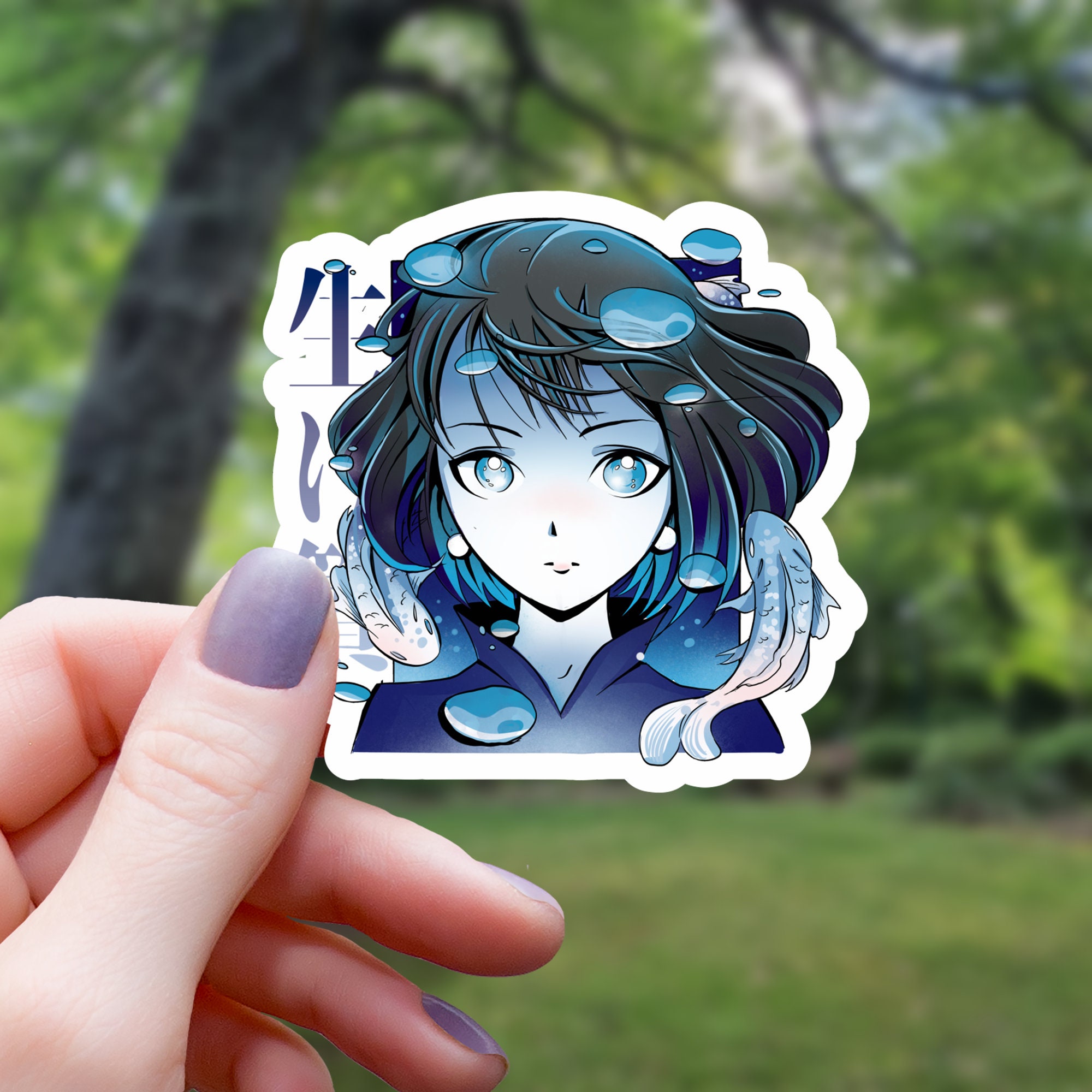 Koi Anime Girl Sticker | Anime Sticker | Water Bottle Sticker | Laptop ...