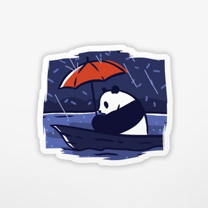 Sad Panda Rain Sticker | Panda | Vinyl Sticker | Water Bottle Sticker | Laptop Sticker | Waterproof Sticker