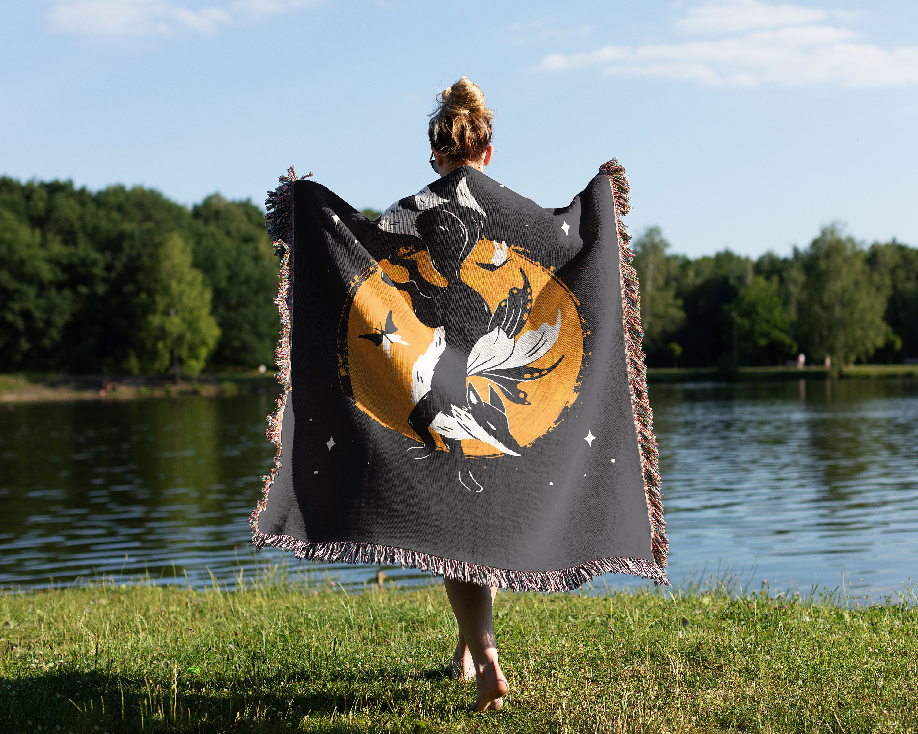Fox Tarot Woven Blanket Astrology Blanket Woven Blanket Woven