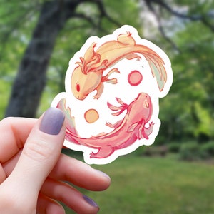 Axolotl Yin Yang Balance Sticker | Animal Sticker | Water Bottle Sticker | Laptop Sticker | Vinyl Sticker | Waterproof Sticker