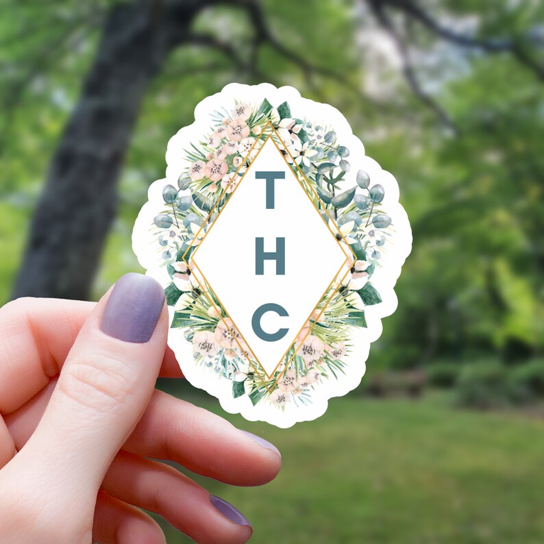 THC Floral Sticker | Cannabis Sticker | Water Bottle Sticker | Laptop ...