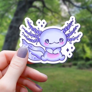 Blue Sitting Axolotl Sticker | Axolotl Sticker | Water Bottle Sticker | Laptop Sticker | Vinyl Sticker | Waterproof Sticker