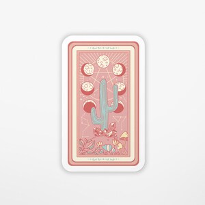 Pastel Cactus Tarot Card Sticker | Vinyl Sticker | Water Bottle Sticker | Laptop Sticker | Waterproof Sticker