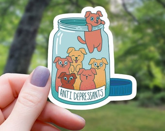 Dog Anti-Depressants Sticker | Medicine Dog Sticker | Water Bottle Sticker | Laptop Sticker | Vinyl Sticker | Waterproof Sticker