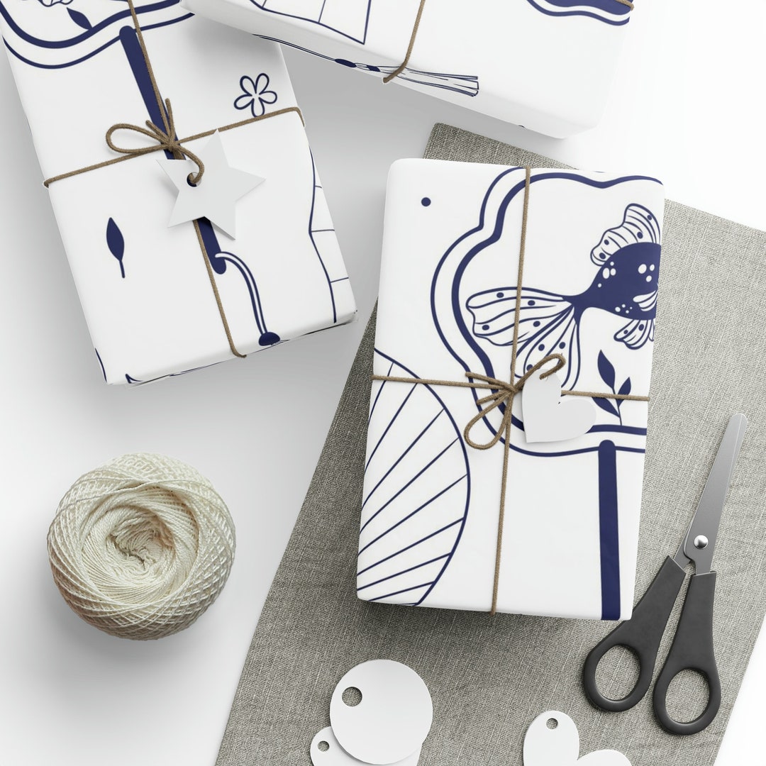 Japanese Fans Wrapping Paper Wrapping Paper Rolls Eco Etsy