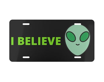 Tabliczka znamionowa „I Believe In Aliens” | Tabliczka znamionowa „Alien” | Tabliczka znamionowa „Vanity Plate” | Zabawna tabliczka znamionowa „Vanity Plate” | Tabliczka znamionowa „Car Vanity Plate” | Tabliczka znamionowa „Vanity Plate”