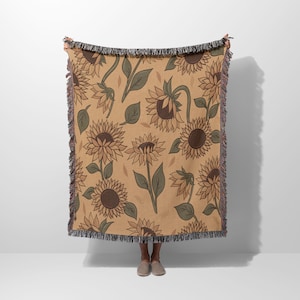 Sunflower Woven Blanket | 100% Cotton Blanket | Woven Blanket | Woven Tapestry | Woven Throw Blanket