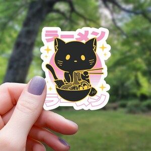 Pink Ramen Cat Sticker | Ramen Sticker | Water Bottle Sticker | Laptop Sticker | Vinyl Sticker | Waterproof Sticker
