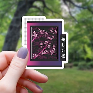 Vaporwave Sakura Sticker | Sakura Sticker | Vinyl Sticker | Laptop Sticker | Water Bottle Sticker | Waterproof