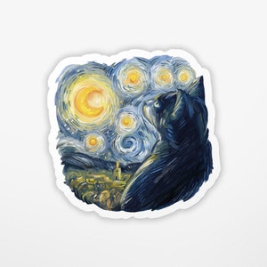 Cat Van Gogh Sticker | Cat Sticker | Vinyl Sticker | Water Bottle Sticker | Laptop Sticker | Waterproof Sticker