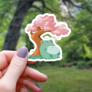 Cherry Blossom Frog Sticker | Frog Sticker | Water Bottle Sticker | Laptop Sticker | Vinyl Sticker | Waterproof Sticker