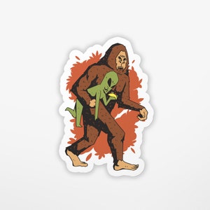 Yeti Carrying Alien Sticker | Alien | Vinyl Sticker | Water Bottle Sticker | Laptop Sticker | Waterproof Sticker