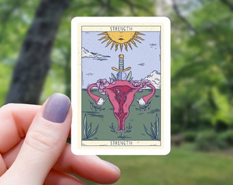 Womens Rights Strength Sticker | Tarot Card Sticker | Vinyl Sticker | Laptop Sticker | Water Bottle Sticker | Waterproof