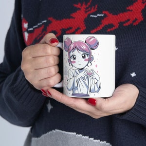 Anime Girl Heart Mug  | Anime Mug |  Anime Gift |  Anime |  Anime Coffee Mug