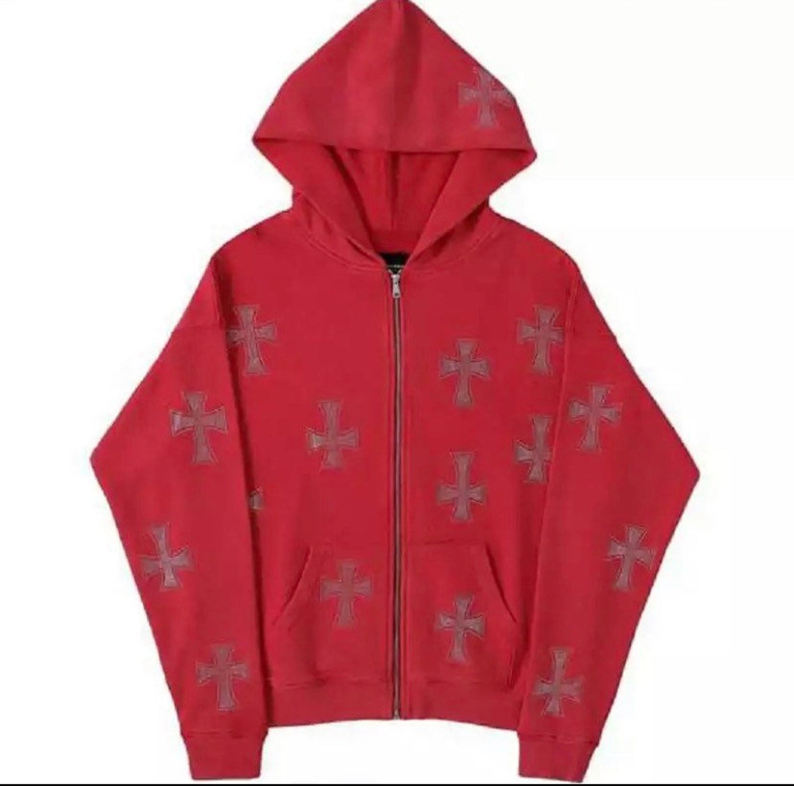 Y2k Rhinestone Cross Hoodie Zip Up Etsy Australia