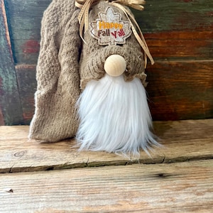 Handmade Fall Pumpkin Gnome: Rustic Tiered Tray Decor