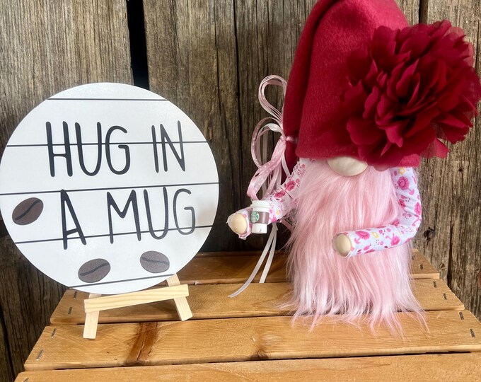 Coffee Bar Decor/Coffee gnome/Mom gift/Handmade Gnome/Tiered Tray Decor/Starbucks gnome