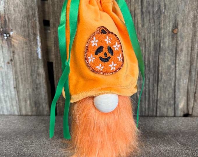 Handmade Pumpkin Gnome: Rustic Halloween Decor