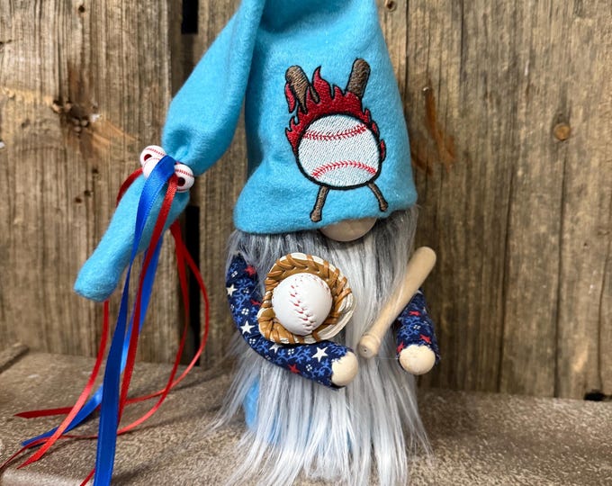 Sports gnome/Baseball gnome/Tiered Tray Decor/Nisse Tomte/Handmade Gnome/Spring Gnome