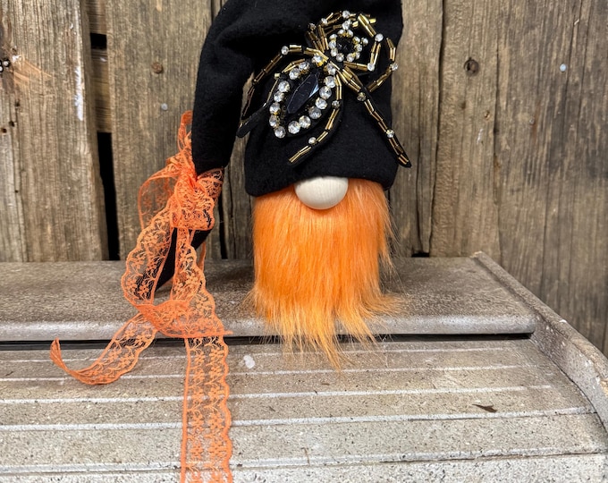 Spider Halloween Gnome: Rustic Tiered Tray Decor