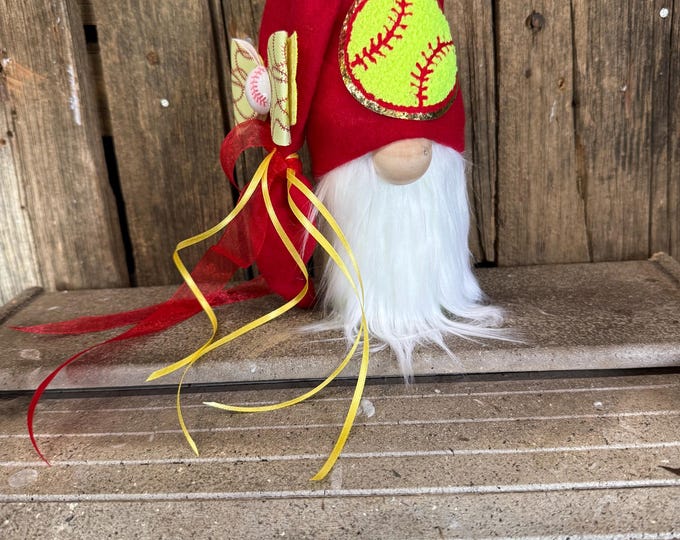 Baseball Gnome: Handmade Nisse Tomte Tiered Tray Decor