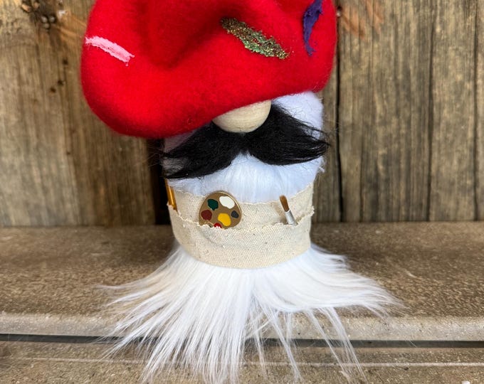 Painter/Artist Gnome/Handmade Gnome/Tiered Tray Decor/Gnome Gifts/Gnome Decor/Rustic Decor