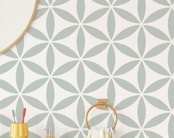 Flower of Life Wall Stencil: Large Circle Pattern with Free Edging Stencil
