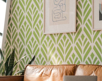 Palm Leaf Wall Stencil: Large Floral Design + Free Edging Stencil