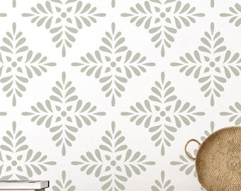 Floral X Large Wall Stencil: Includes Free Edging Stencil