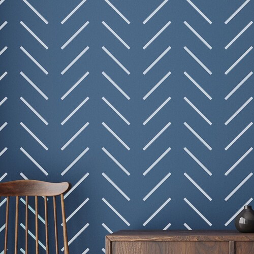 THAMES XL Wall Stencil Herringbone Simple / Large Allover Etsy