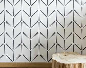 SEN Boho Herringbone Wall Stencil for Painting, Large Chevron Pattern Stencil, Bohemian Decor