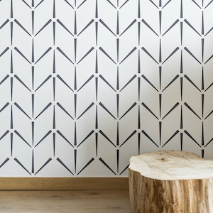 SEN - XL Wall Stencil Herringbone Boho/ Large Allover Wall Stencils for Painting / Stencils For Walls / Chevron Wall Stencil Pattern