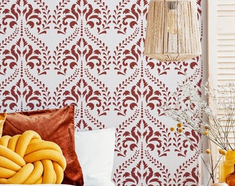 MAAS Damask Wall Stencil for Painting, Large Vintage Floral Pattern Stencil, Victorian Decor