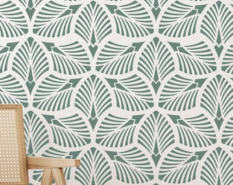 XL Palm Leaf Wall Stencil: Large Floral Pattern + Edging Stencil