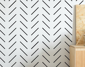 XL Simple Herringbone  Large Wall Stencil: Minimalist Chevron Pattern + Edging Stencil